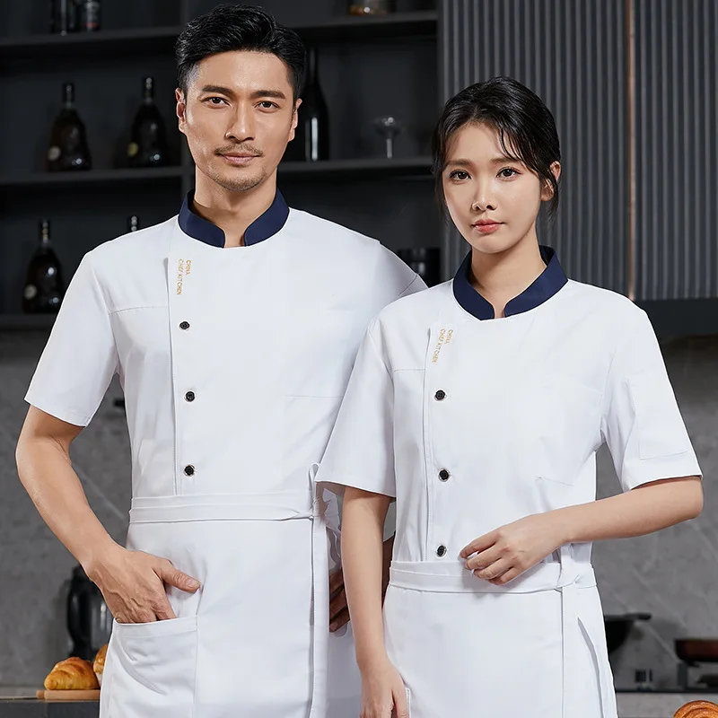Hotel Ristorante Cucina Uniforme da lavoro Manica corta Giacca da cuoco Panetteria Pasticceria Chef Cappotto da cucina bianco estivo