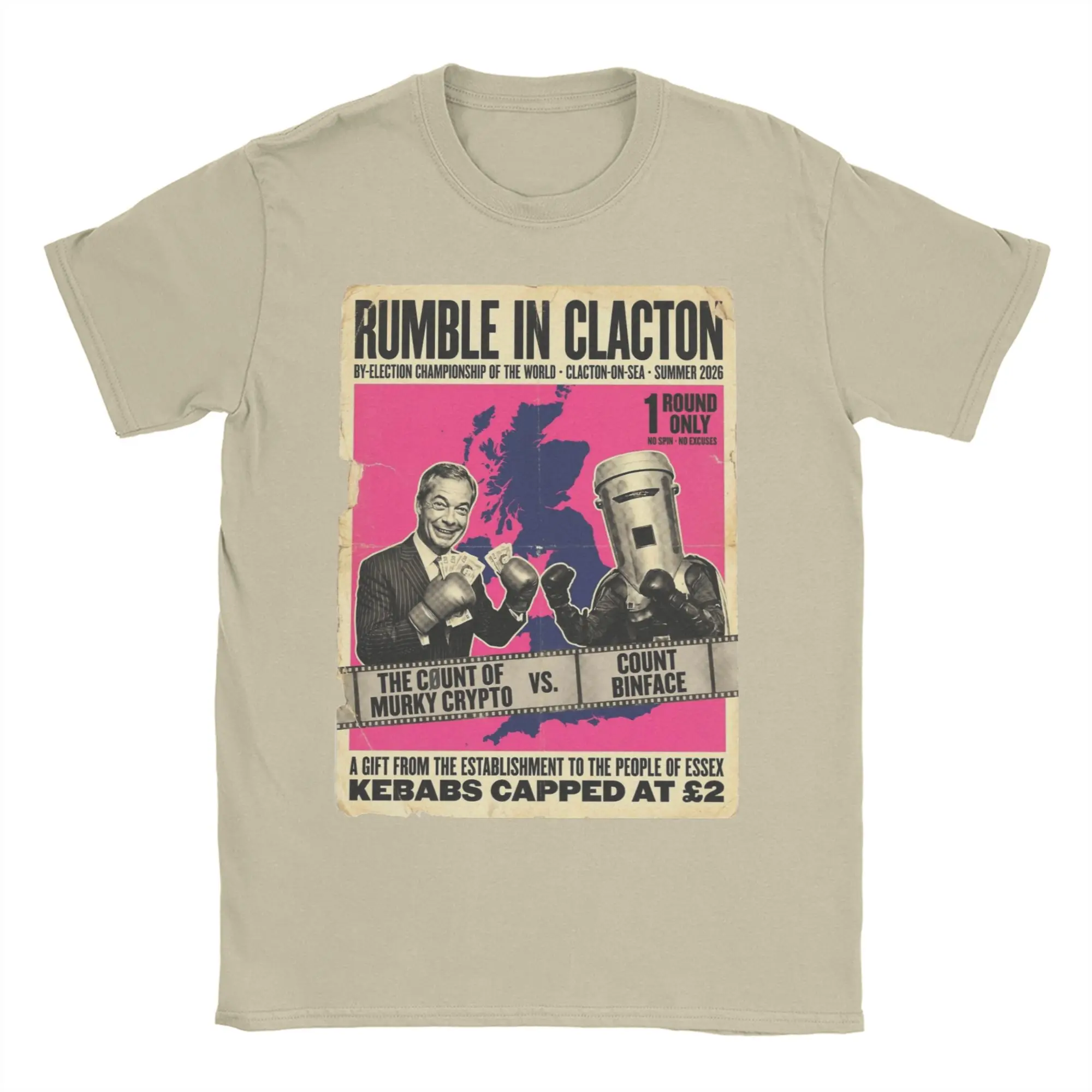Count Binface vs Farage Rumble By-Election 2026 T Shirt for Men Cotton Funny T-Shirts Round Neck  Tee Shirt Short Sleeve Tops