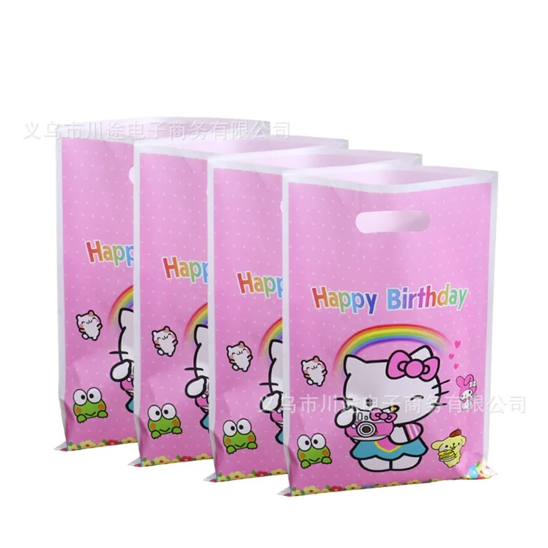 10pcs Hellokitty Gift Bags Cartoon Anime Birthday Party Decoration Kuromi Candy Box Cinnamorool Plastic Party Supplies Decor Toy