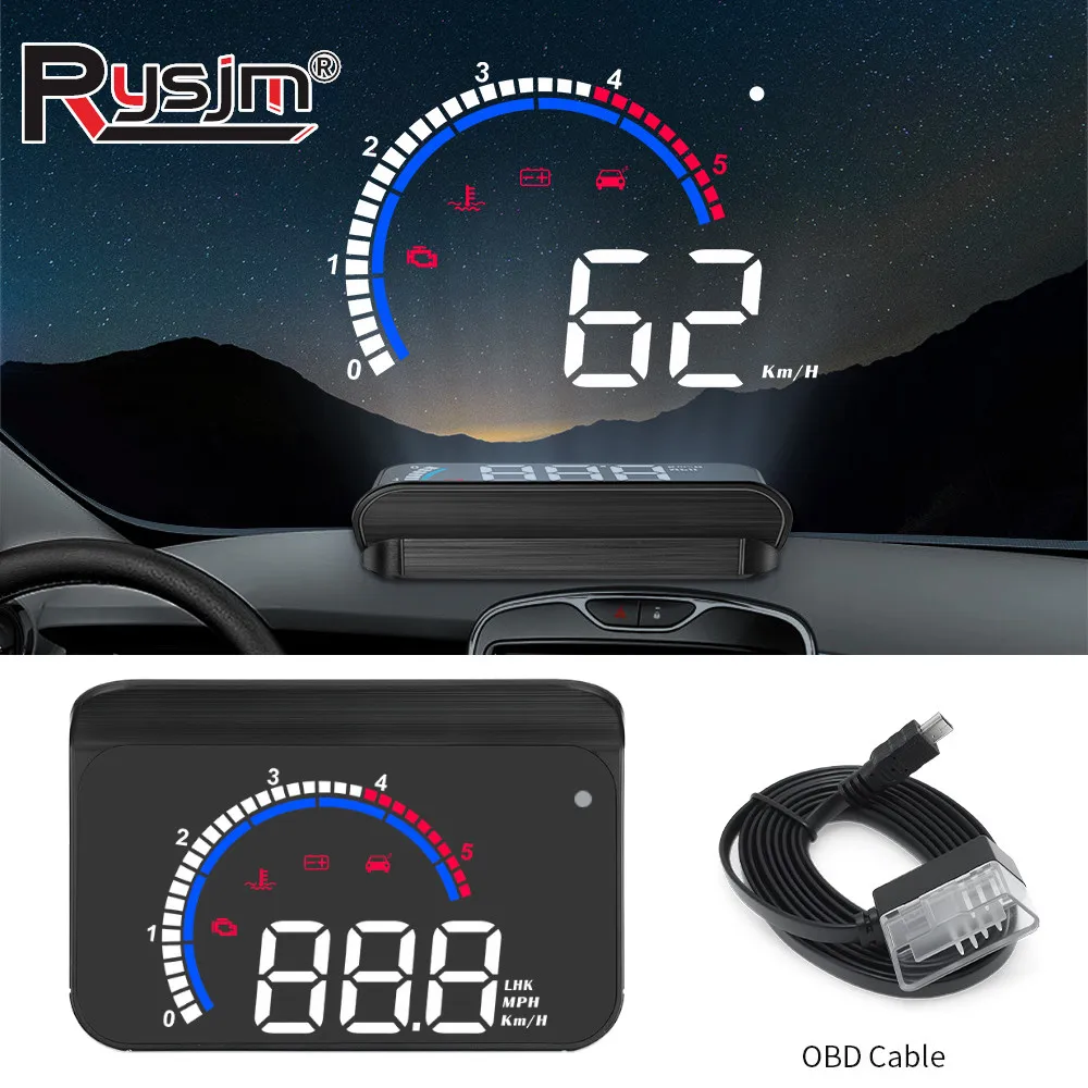 m13-obd-hud-車載スピードメーター-ヘッドアップディスプレイ-速度-回転数-水温-電圧-燃費-オンボードコンピューター-ウインドスクリーンプロジェクター
