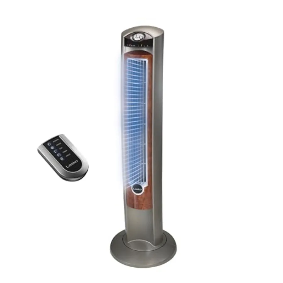 

Oscillating Tower Fan with Remote, Quiet Floor Fans for Bedroom, 42, Woodgrain and Grey, T42954