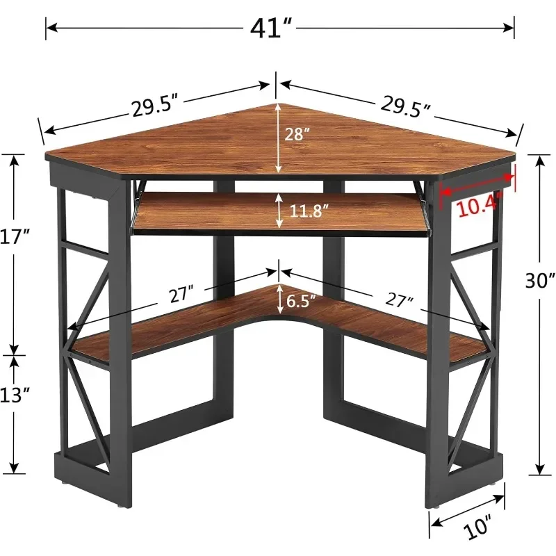 VECELO Computer Desk with Sleek Keyboard and Storage Shelf for Home Office Workstation