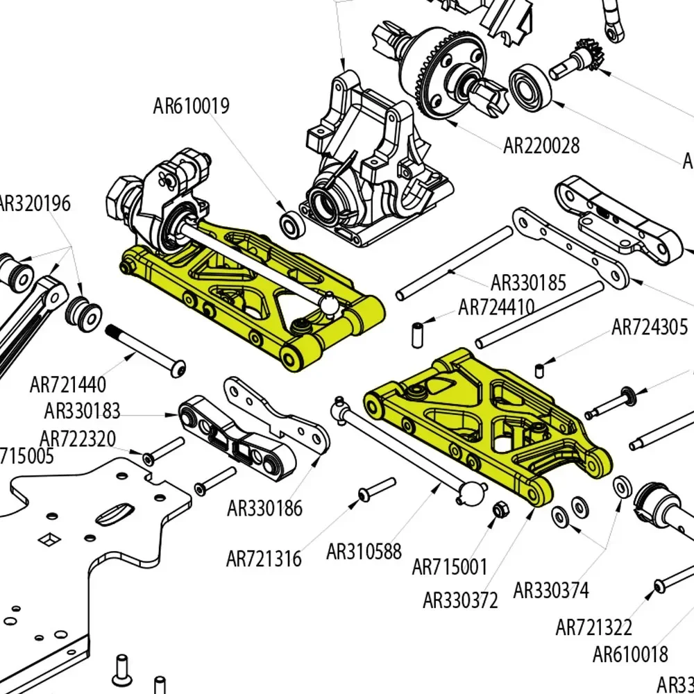 2 piezas de aluminio AR 330372   Bracciones de suspensión inferiores traseros para coche RC 1/10 ARRMA 6S Short Course SENTON AR 102673   AR-AR-AR 102654   AR-AR-AR 106007