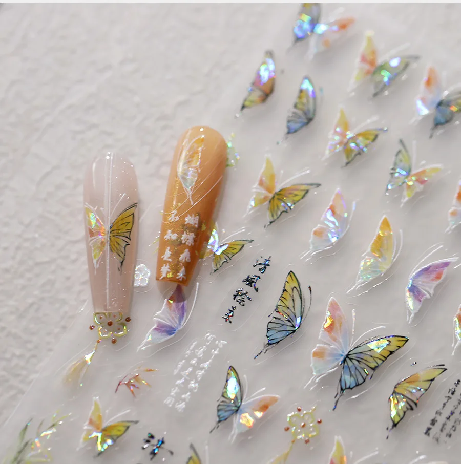 5d Bronzing Nail Art Aufkleber bunte drei dimensionale Schmetterling Nail Art Aufkleber exquisite Punkt Diamant dekorative Aufkleber