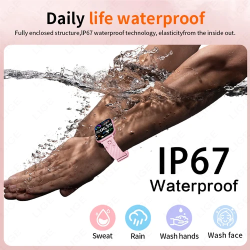 Imagen 2 del producto Reloj inteligente LIGE para mujer, completamente táctil, esfera personalizada, Monitor de ritmo cardíaco y sueño, relojes impermeables, reloj inteligente deportivo para Fitness, pulsera para mujer