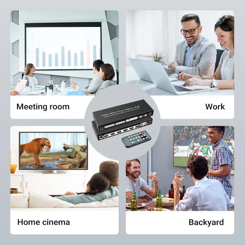 8K 4X2 Matrix HDMI 4 in 2 Out HDMI 2.1 Matrix Switcher video HDMI Splitter + Uscita audio ottica e L/R, Supporto 4K