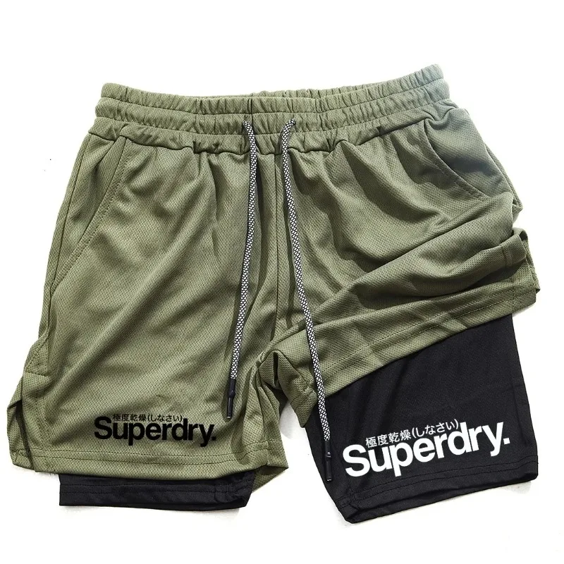 Sommer-Boxshorts für Herren, Fitness-Laufshorts, 2-in-1 Sport-Trainingsshorts, Doppelschichtige Schweißabsorbierende Dehnbare Leistungsshorts – Detail 8