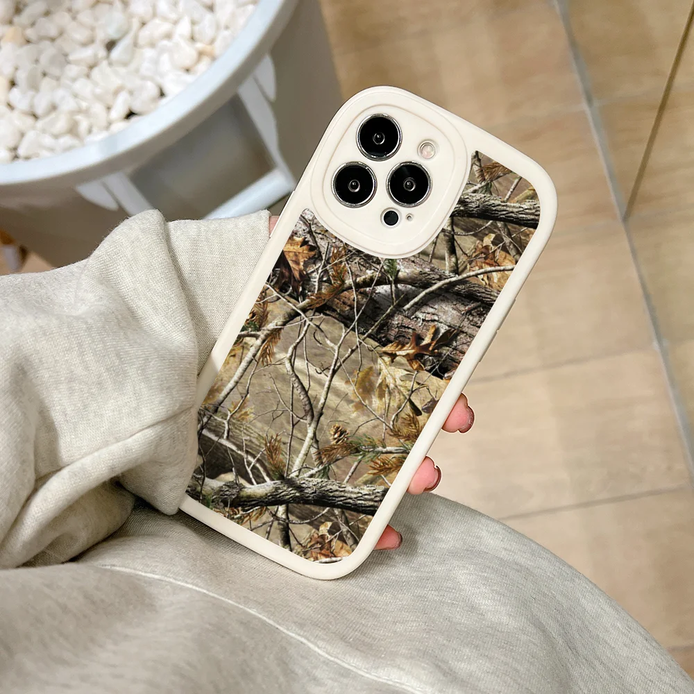 Real Tree Camo Phone Case For IPhone 11 12 13 14 15 Plus Pro Max PU Leather Silicon Soft Cover