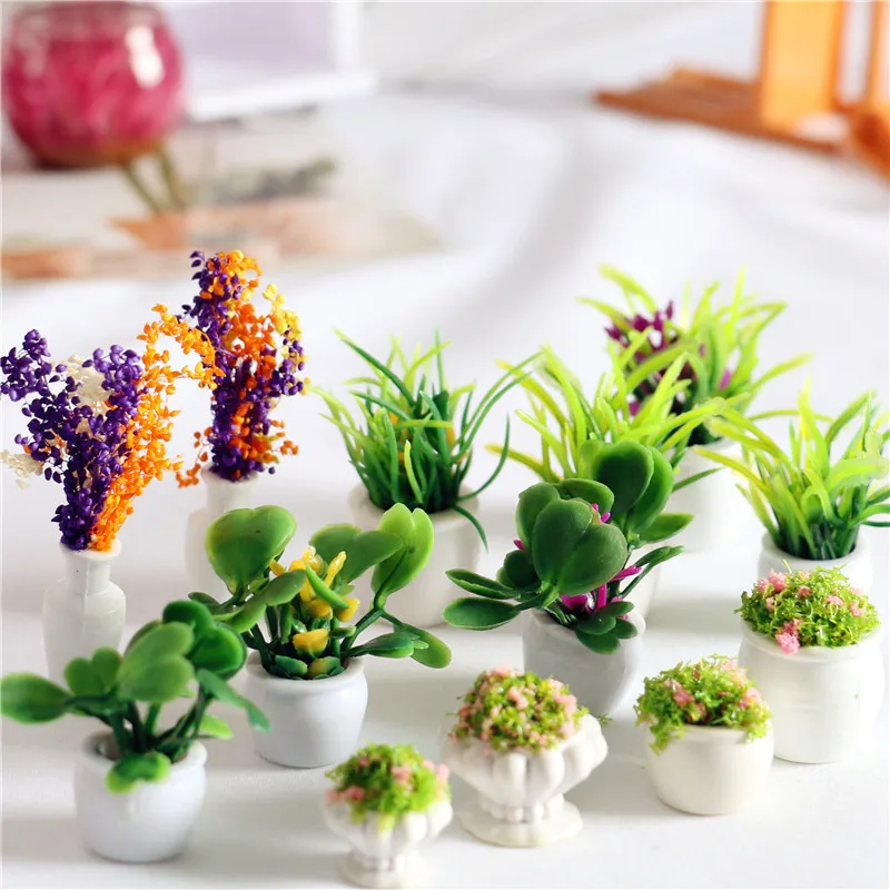 

Artificial Mini Plants Furniture Potted Miniature Artificial Tiny Flowerpot Fake Succulent Plant Greenery Ornament Fairy Garden