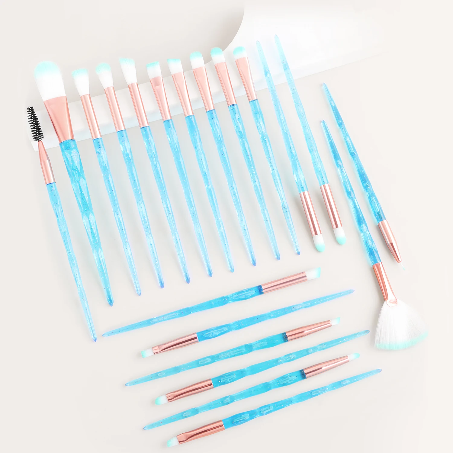 20PCS Transparent süßigkeiten farbe Multi Foundation spezialität Make-Up Pinsel Set Lidschatten Frauen Kosmetische lose Pulver Erröten Blendin