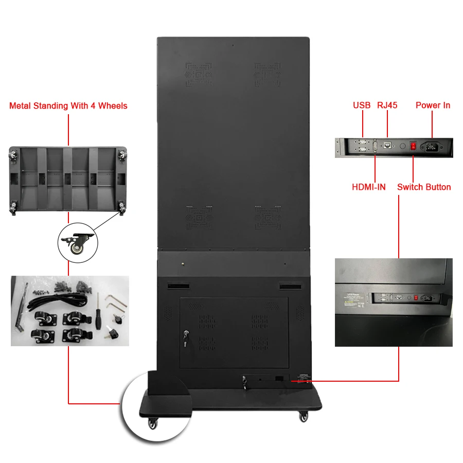 55 Inch LCD Digital Signage Totem Touch Screen 4K Display Free Floor Standing Android Kiosk Advertising Display CMS Kiosk
