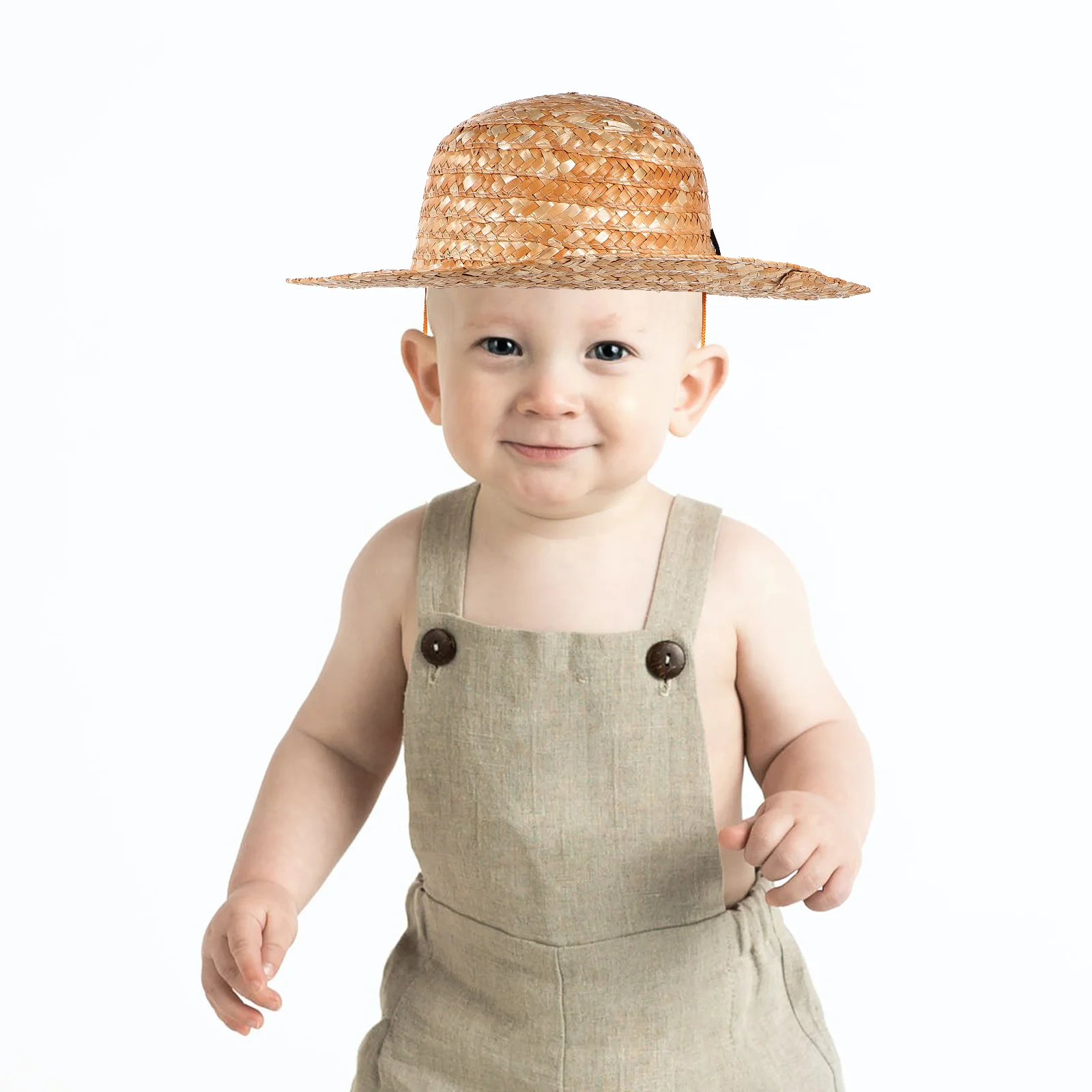 Topi jerami anak-anak topi pantai untuk anak-anak, kostum petani dekorasi pesta Barat