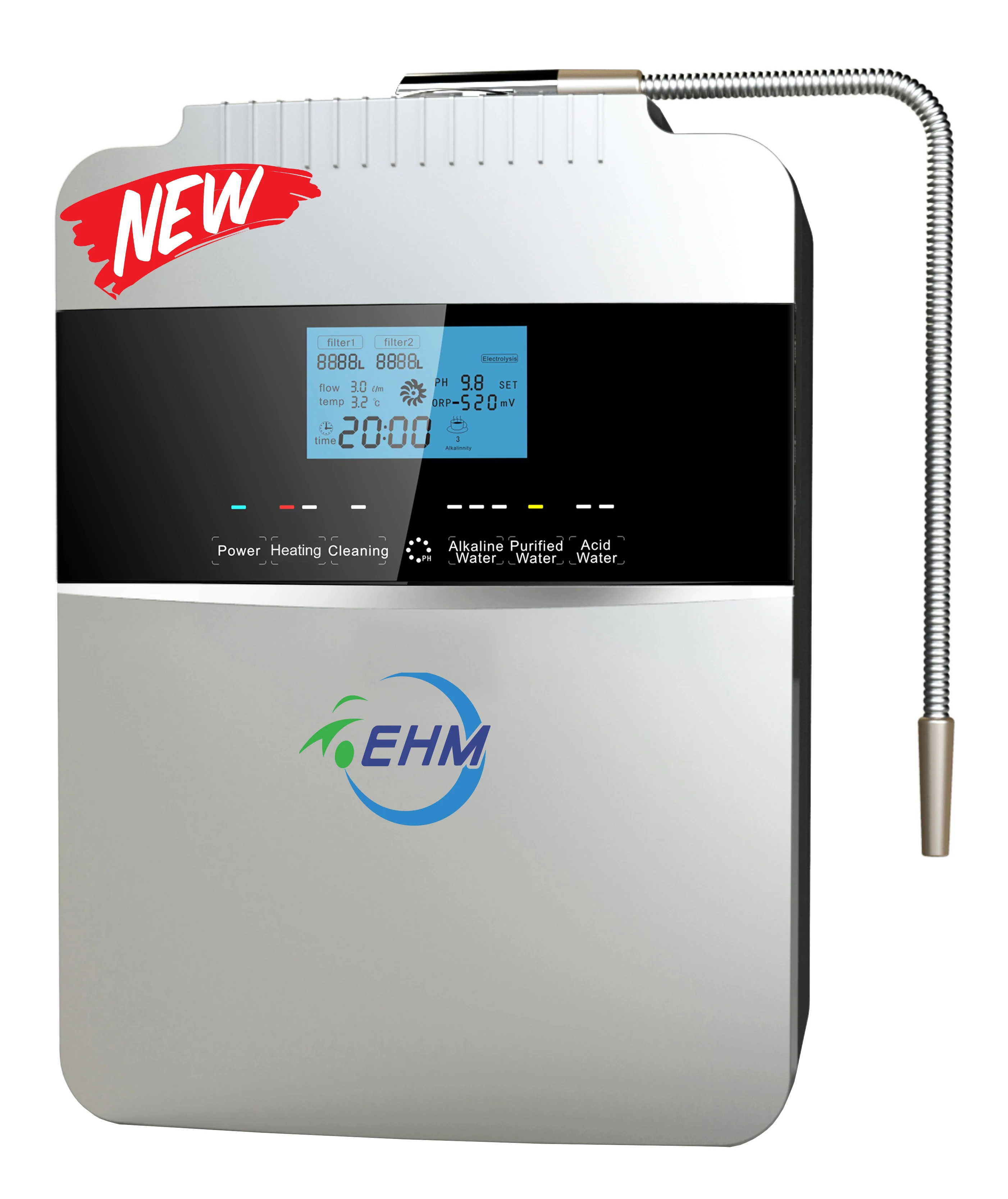 Kangen Water Ionizer Hydrogen Water Filter with 8 Ti-Pt  Plates pH 2.5-11.2