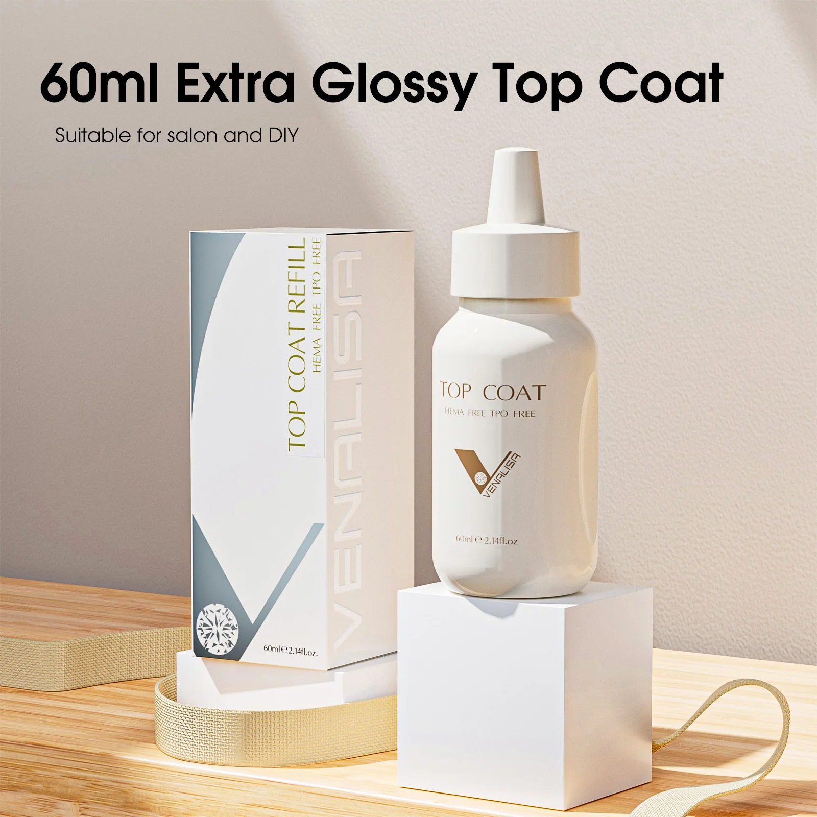 10ml/60ml Venalisa HEMA/TPO FREE Super Quality Refillment Gel Soak Off UV/LED Base Coat  Long Wear Nowipe Top Coat Gel Polish