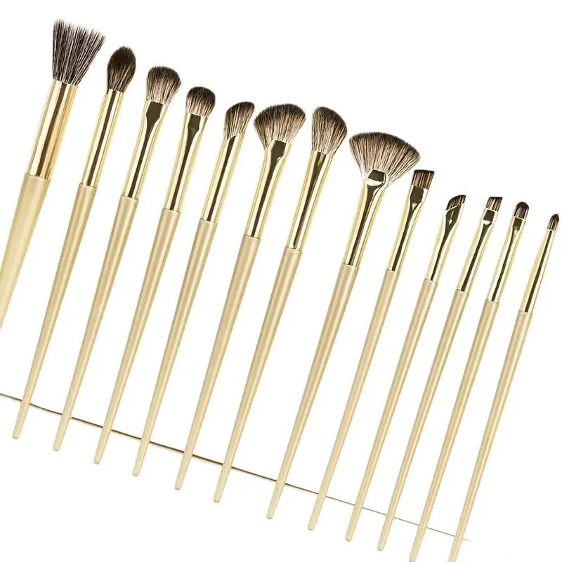 مجموعة مكياج مكونة من 13 قطعة مكياج مطلية بالذهب، شفرة ظلال العيون، فرشاة غطاء الشعر الناعمة، أدوات التجميل