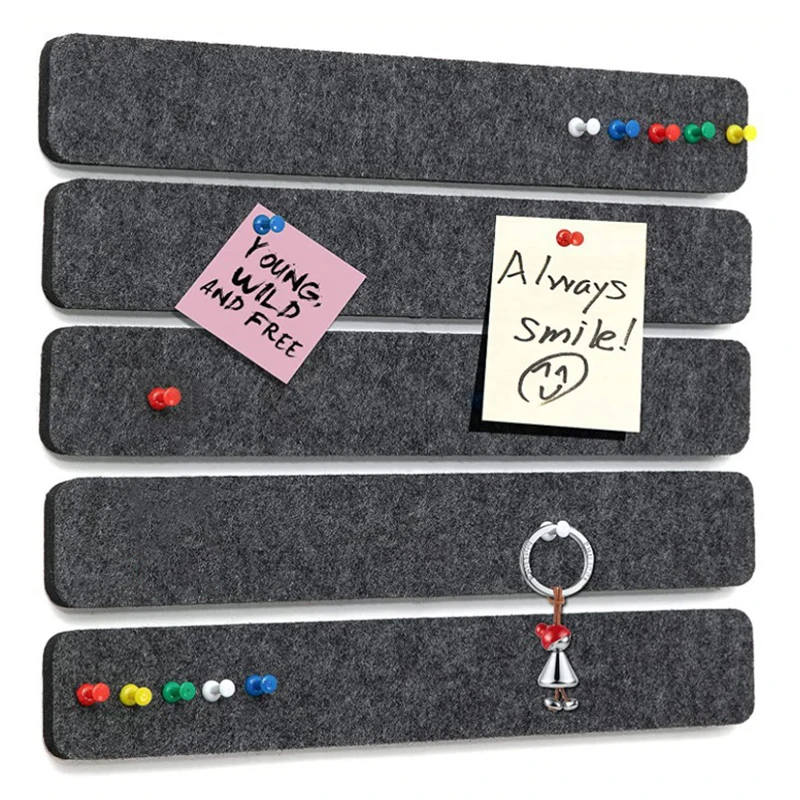 5PCS Felt Bulletin Board Self Adhesive Pin Board Message Room Wall Decor Sticky Notes Photo Display Home Office Recording Studio