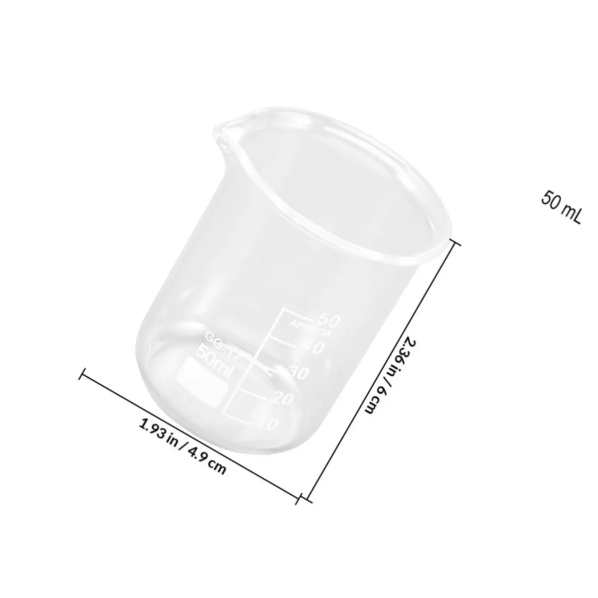 Premium Glass Beaker 50Ml Measuring Cup for Lab Kitchen Household Baking Liquid Measuring Graduated Cup Beaker for Lab