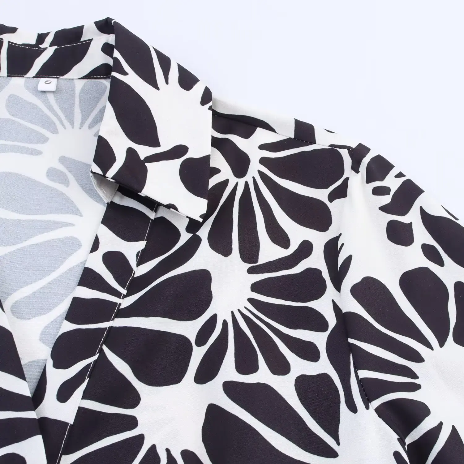 KONDALA Vintage Print Floral Elegant Belt Woman Dress Turn-down Collar Button Dress Fashion Short Sleeve Holiday Shirt Vestidos