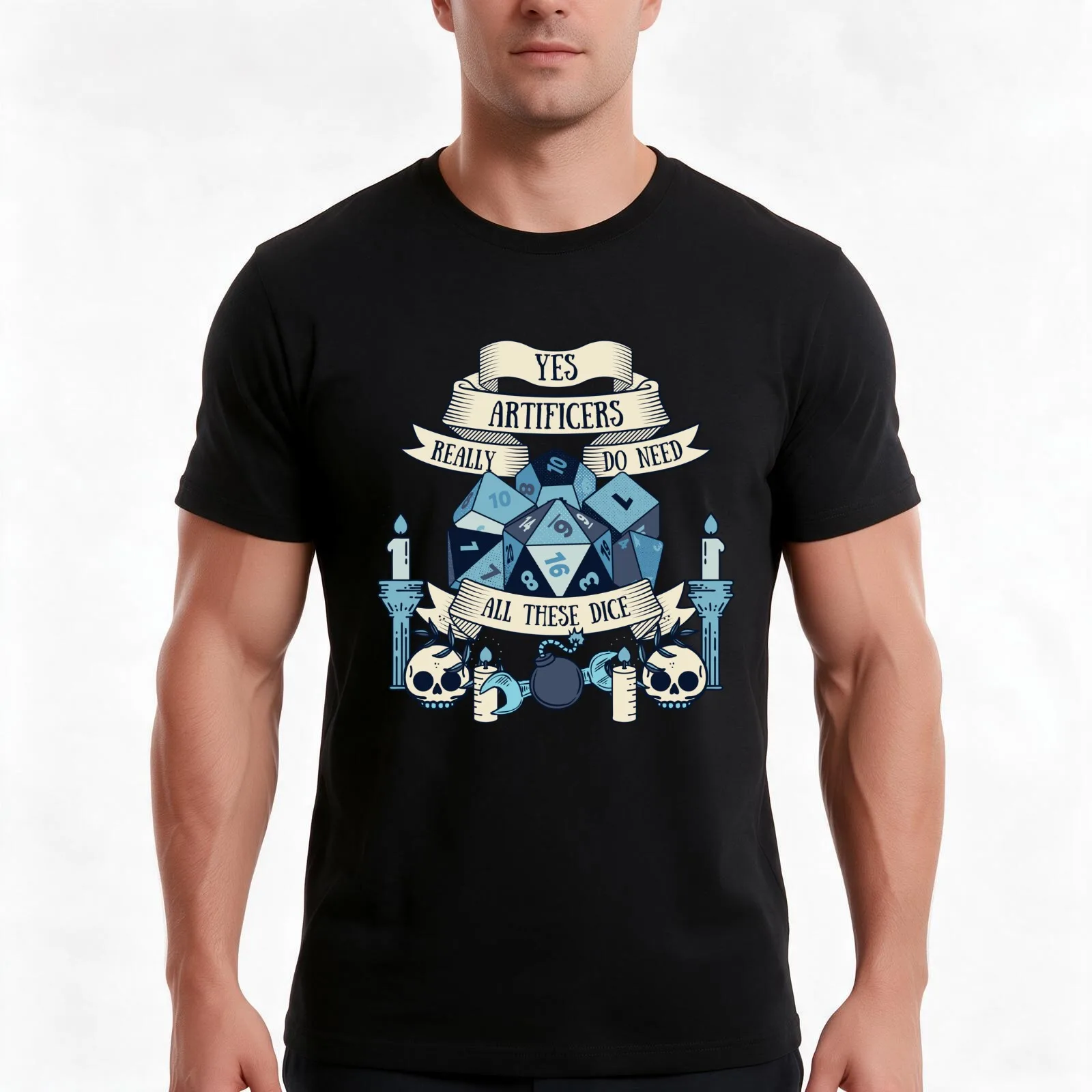 yes i really do need all these dice artificer T-Shirt, Summer Casual Cotton Tee, Oversized Streetwear Tops, Unisex Men Women