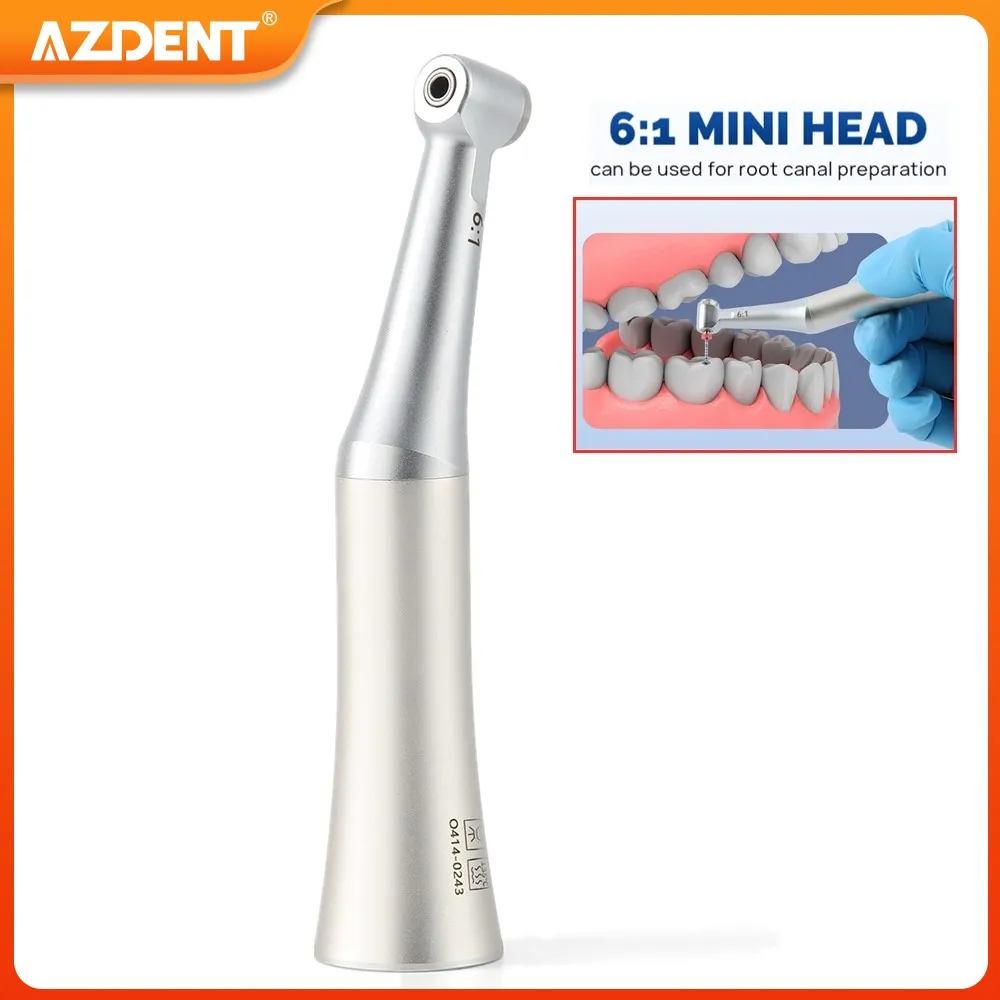 

AZDENT Dental Endo Handpiece Contra Angle 6:1 Reduction Endodontic Low Speed Handpiece Mini Head for Root Canal Preparation