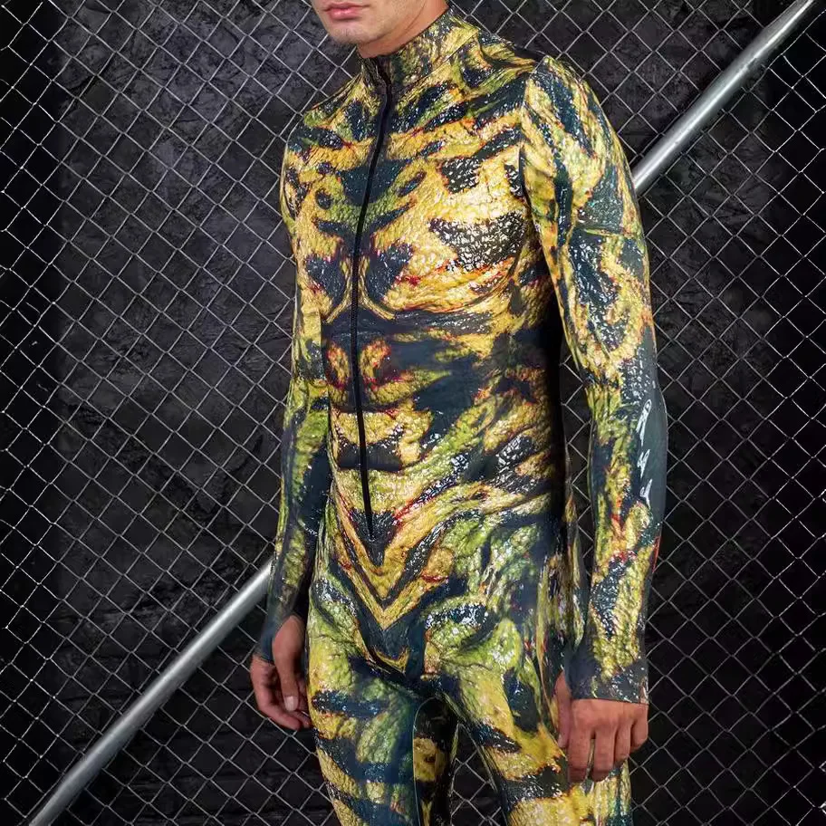 

Colorful Mechanical Muscle Tights Men Tight Punk Carnival Cosplay Costume Bodysuit Party Festival Costume Clothes Jumpsuit