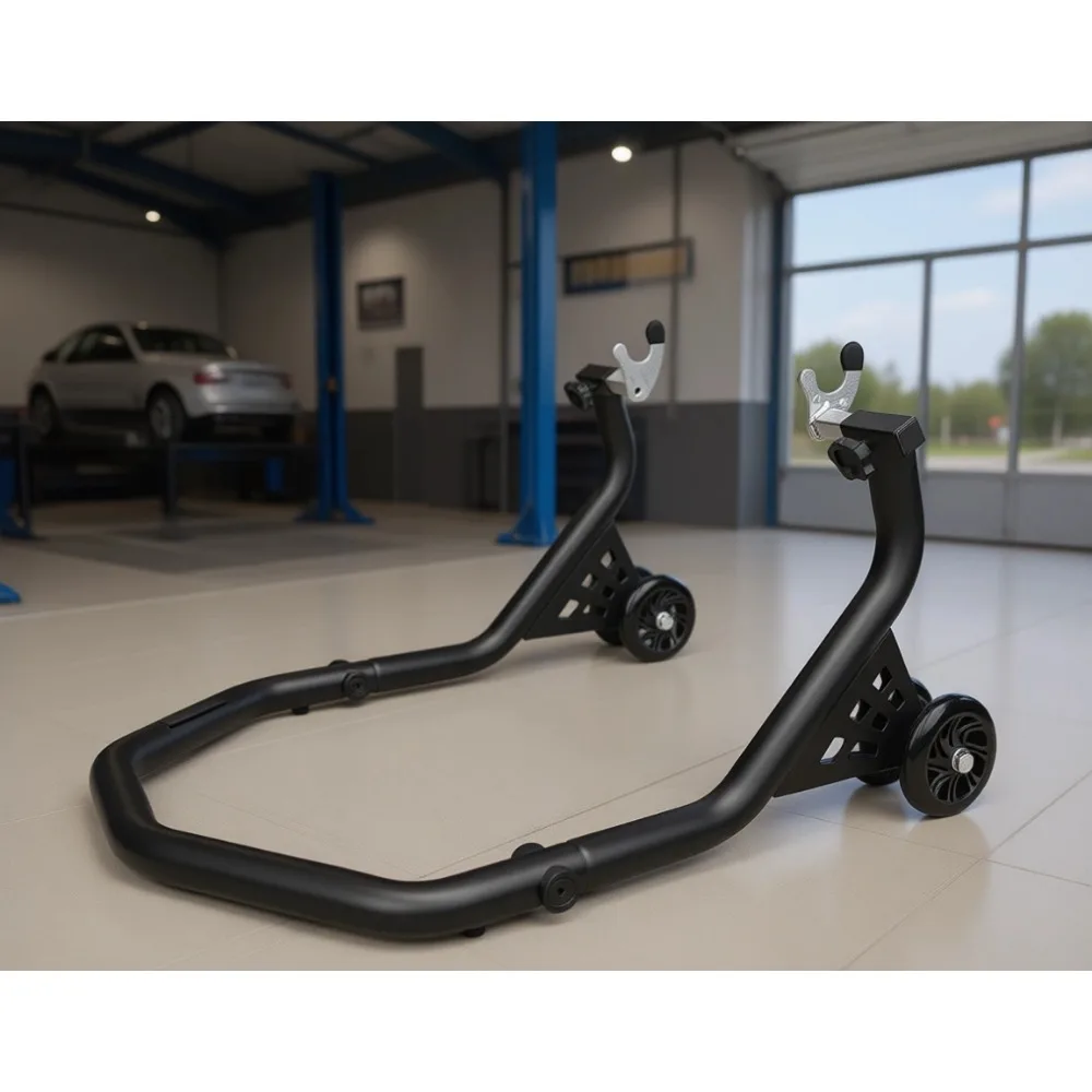 

Universal Rear Wheel Stand 500lbs Black U L Shape 1 5 Tube Motorcycle Lift