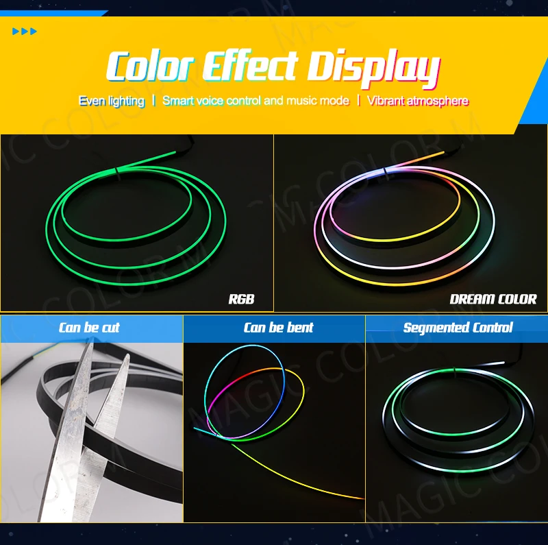 Vgetting 140/55,1 Zoll Auto Umgebungslichter 2in1 Universal LED Symphony RGB Atmosphäre Lampe USB APP Fernbedienung für Tesla Modell 3 Y S X – Detail 4