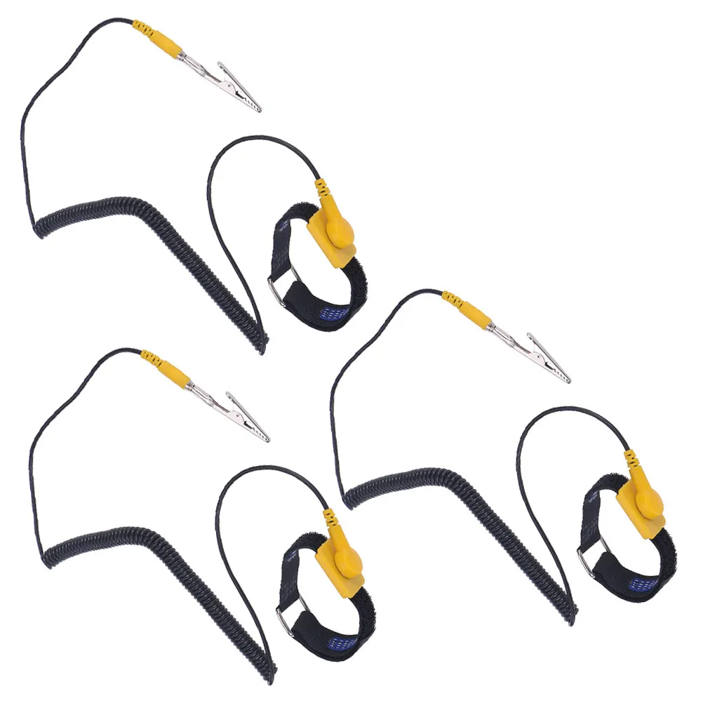 

Набор из 3 антистатических заземляющих браслетов ESD с регулировкой, защита электроники, со спиральным проводом и съемным зажимом