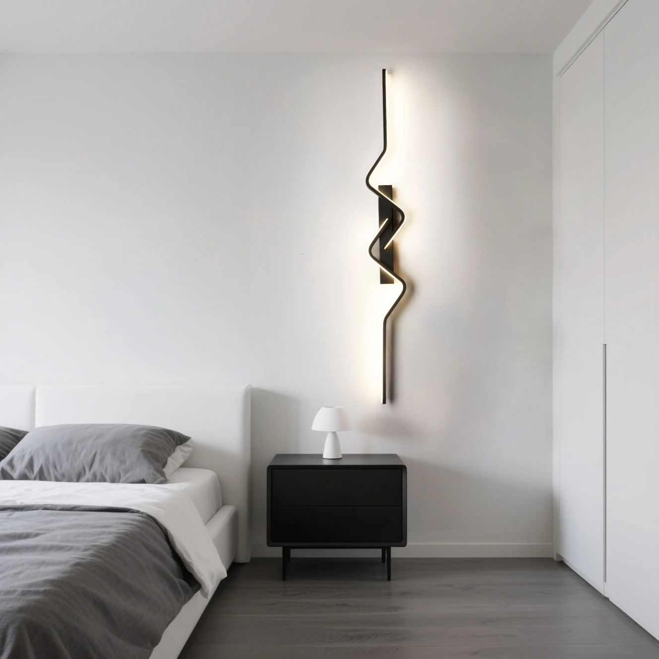 Wall Light Modern 60/80/100cm Long LED Light Black Wall Lamp Bedroom Living Room Corridor Interior Lighting Home Decor Lighting