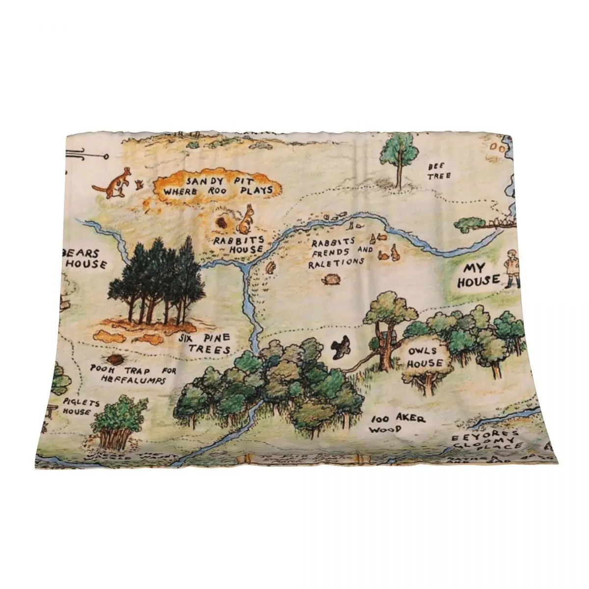 

100 Acre Wood map Throw Blanket Picnic Thermal Decorative Beds valentine gift ideas Blankets