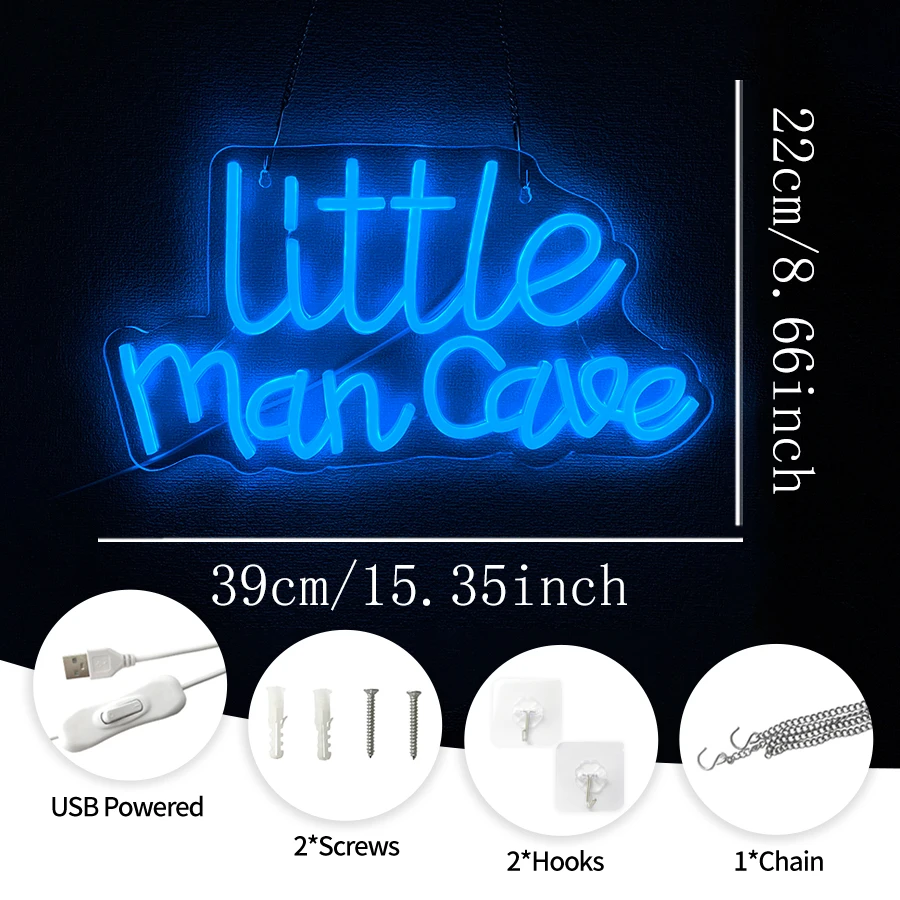 Little Man Cave Neon Sign For Wall Decor,Light Up Sign For Garage,Game Room,Sports Bar Decor,Man Cave,Gift For Friends,Teens