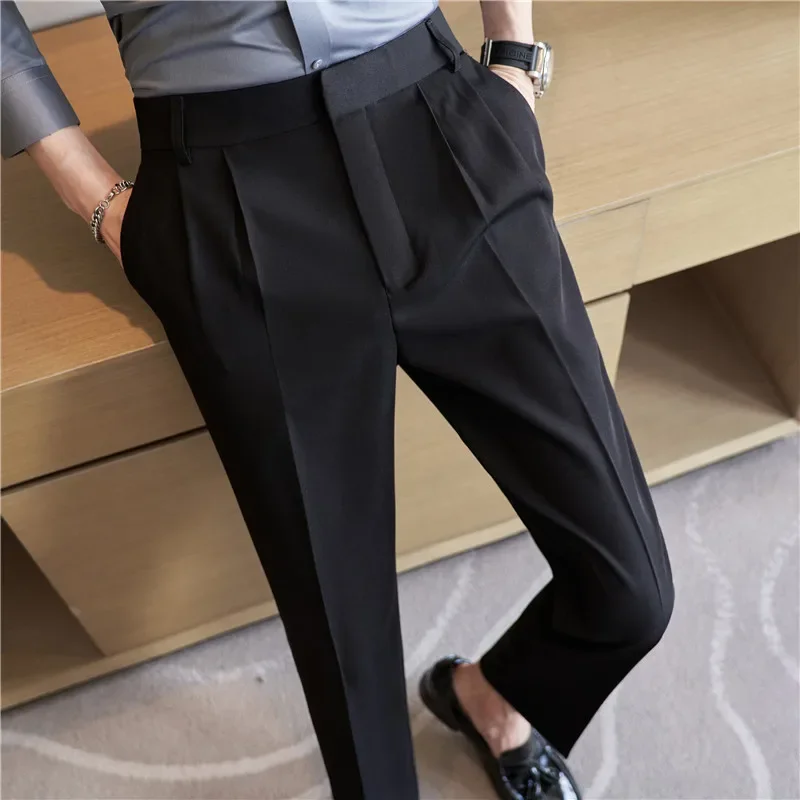 Men Suit Pants 2024 Autumn British Style Slim Fit Solid Casual Pantalon Homme Wedding Party Formal Dress Trousers Men Clothing