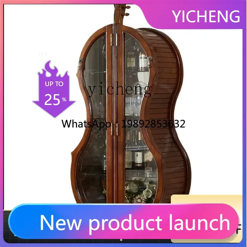 

LYY wine cabinet living room high-end glass display cabinet double door cello ornament new