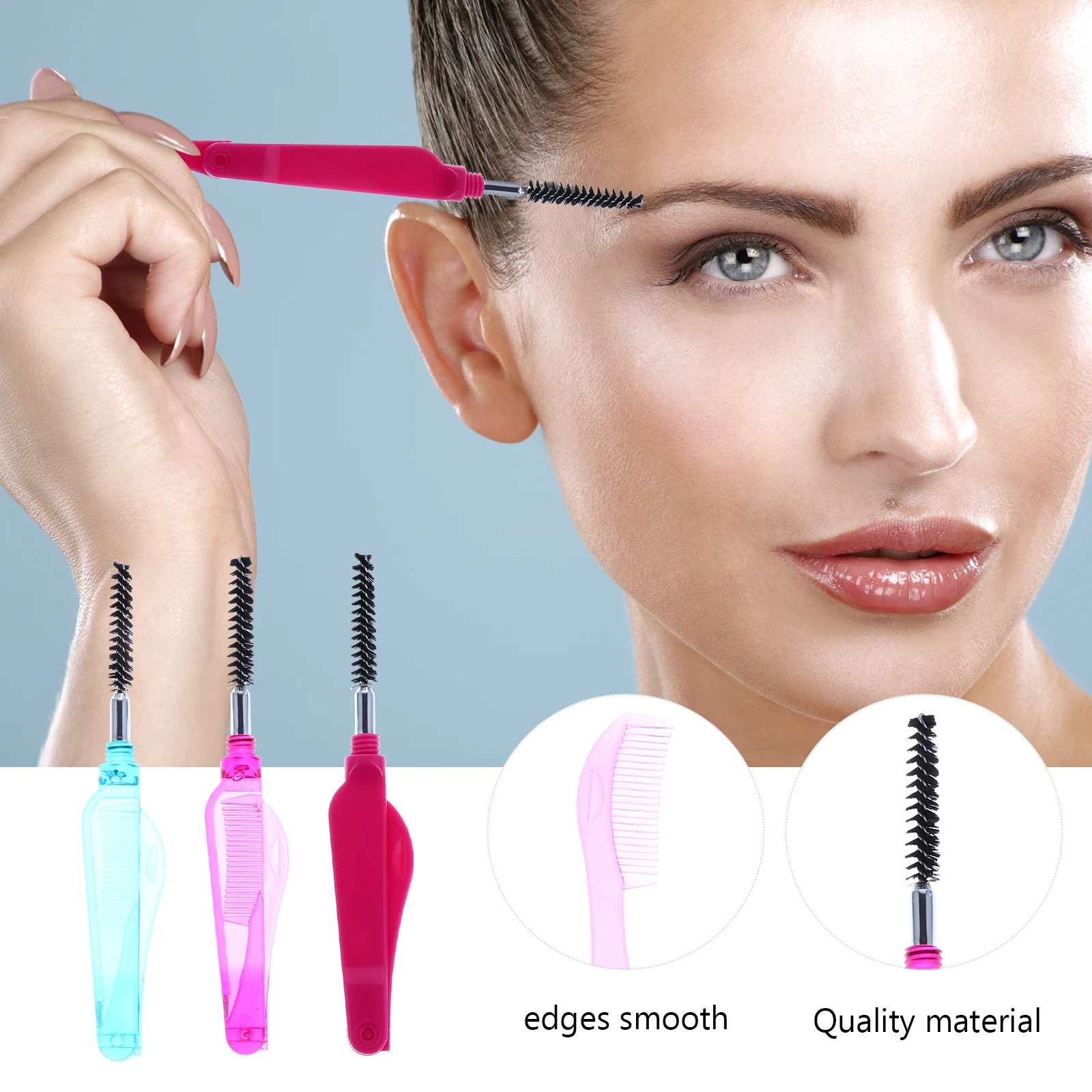 6 قطعة مشط رمش الحاجب فرشاة مقبض بلاستيكي للطي ماكياج أداة الحاجب تشكيل لاش فاصل تنظيف مزلق