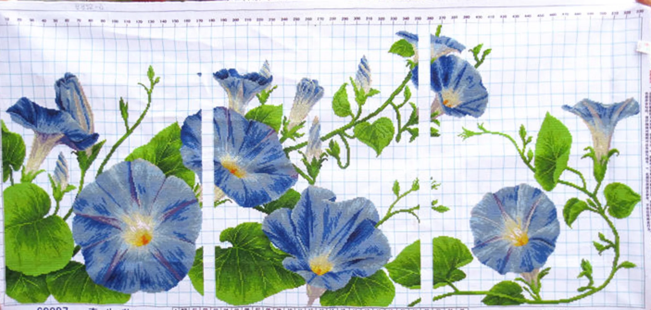 Pure handmade cross stitch finished morning glory two-part restaurant modern and simple 2020 new small decorative hanging