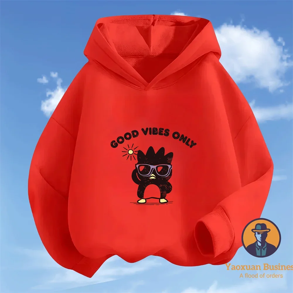 

Boys Girls Breathable Pure Cotton BADBADTZ MARU Hoodie Autumn Winter Casual Daily Clothing