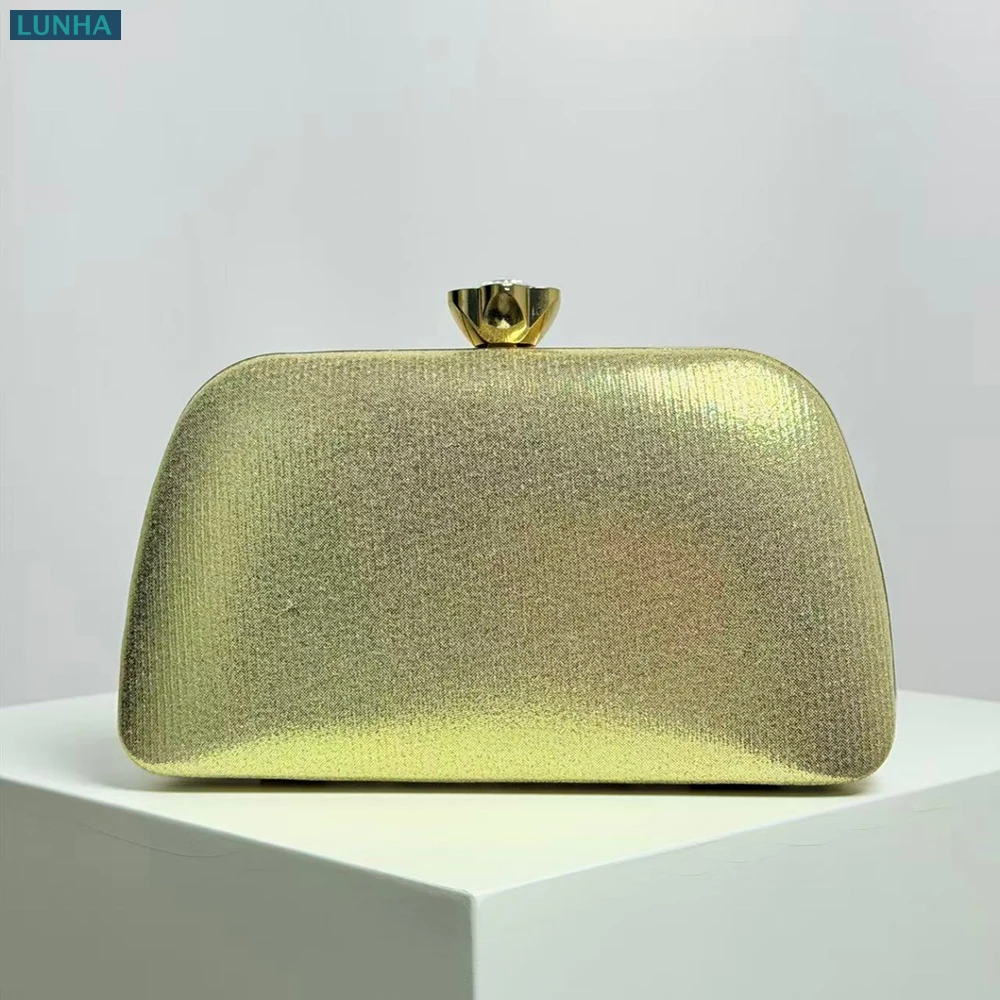 Women Two-Tone Twisted Knot Hard Shell Evening Clutch Bag Gold Silver Crossbody Chain Purse for Wedding Prom Formal Occasions
