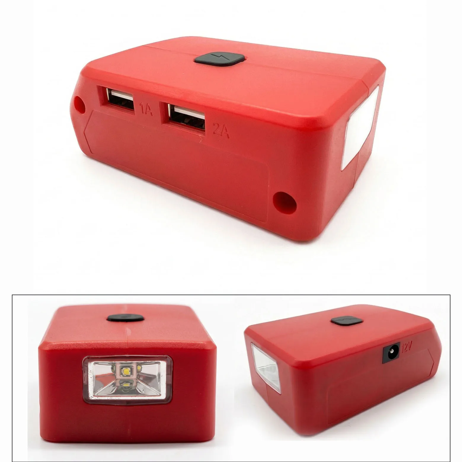 

LED Work Light Adapter For Power X Change 18V Batteries With USB And 12V DC Interface Suitable For Lighting Charging 85X55X30mm