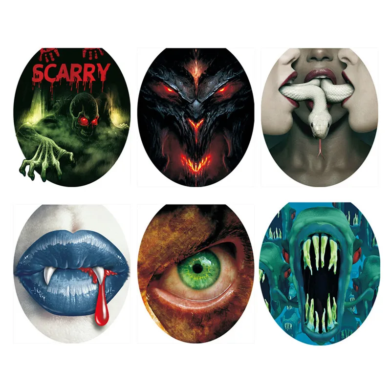 Super Horrible Toilet Stickers Rather Scary Female Ghost Skull Image Vinyl Mural Decals Bathroom Decoration Waterproof Wallpaper