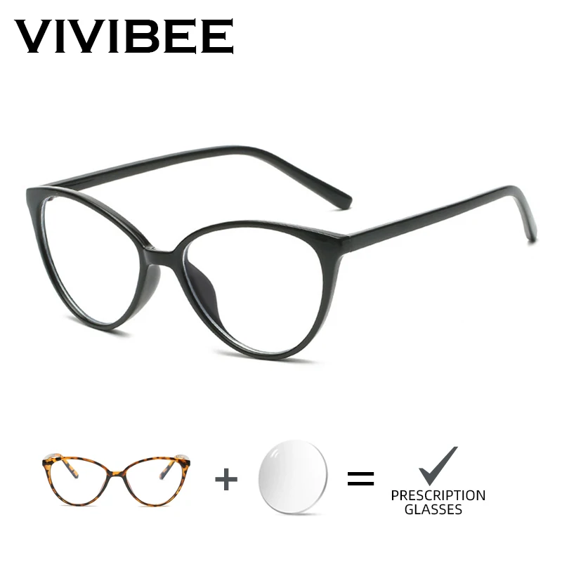 VIVIBEE Customized Cat Eye Prescription Glasses Men Myopia Eyewear Anti Blue Light Optical Classic Astigmatism Eyeglasses