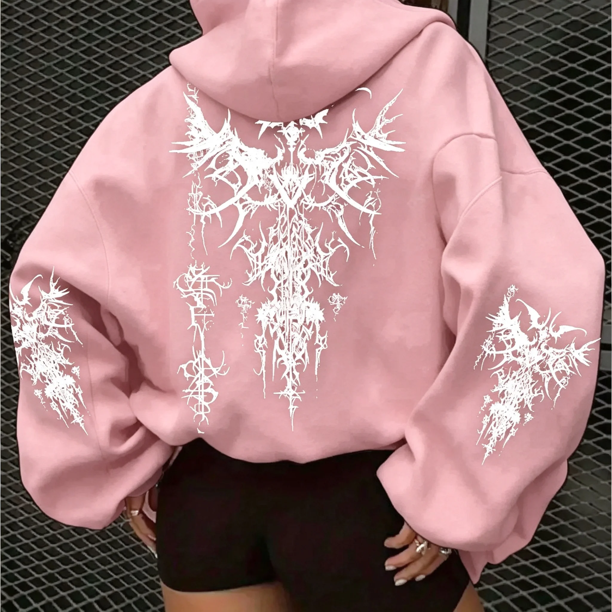 Amerikanischer Gothic-Kapuzenpullover für Damen, ideal für Herbst und Winter, neu, lässig und modisch, geeignet für Damen- und Herrenmode im Streetstyle. – Detail 16