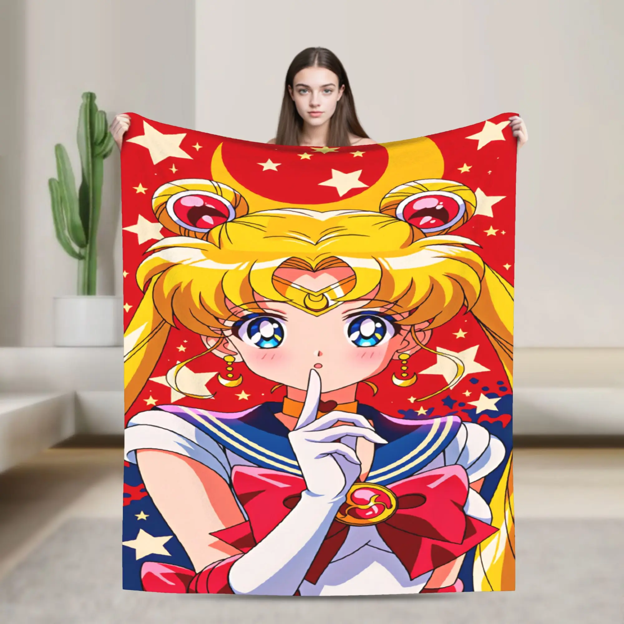 S-Sailor M-Moon Anime  Blanket  Travel Office Flannel Throw Blanket For Bedroom Warm Design Quality Bedspread Gift Idea