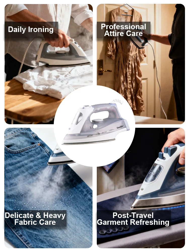 Steam Iron Sonifer SF-9016 2400W Ceramic Soleplate 350ml Water Tank Vertical Steam Anti Drip for Home Clothes Care
