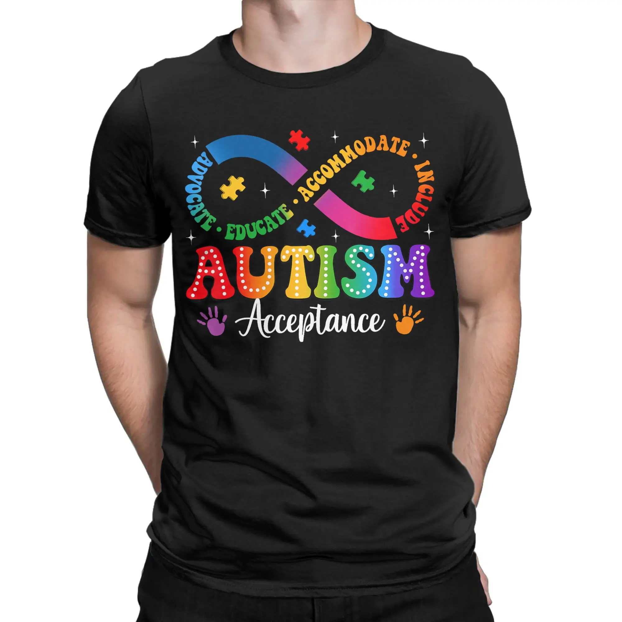 Men's Autism Awareness Acceptance T Shirts  Pure Cotton Tops Summer Classic Short Sleeve T-Shirt O-Neck Tshirt New Arrival
