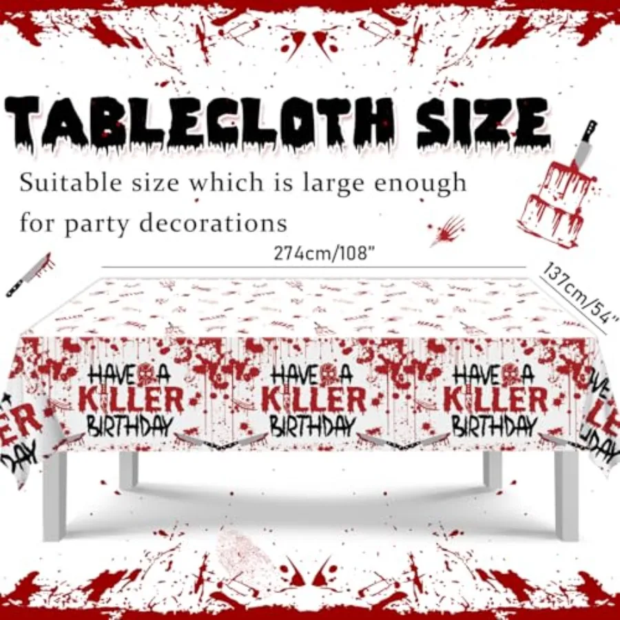 3 قطعة زينة حفلة عيد الهالوين عيد ميلاد مفارش المائدة لديها غطاء طاولة قاتل مستطيل من البلاستيك مخيف Bl