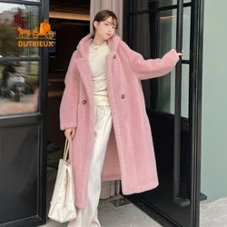 High-end Coat for Women,Teddy Bear Long Hooded Simple Temperament Winter New Genuine Fur Coat Thick Warm Jacket Loose Silhouette