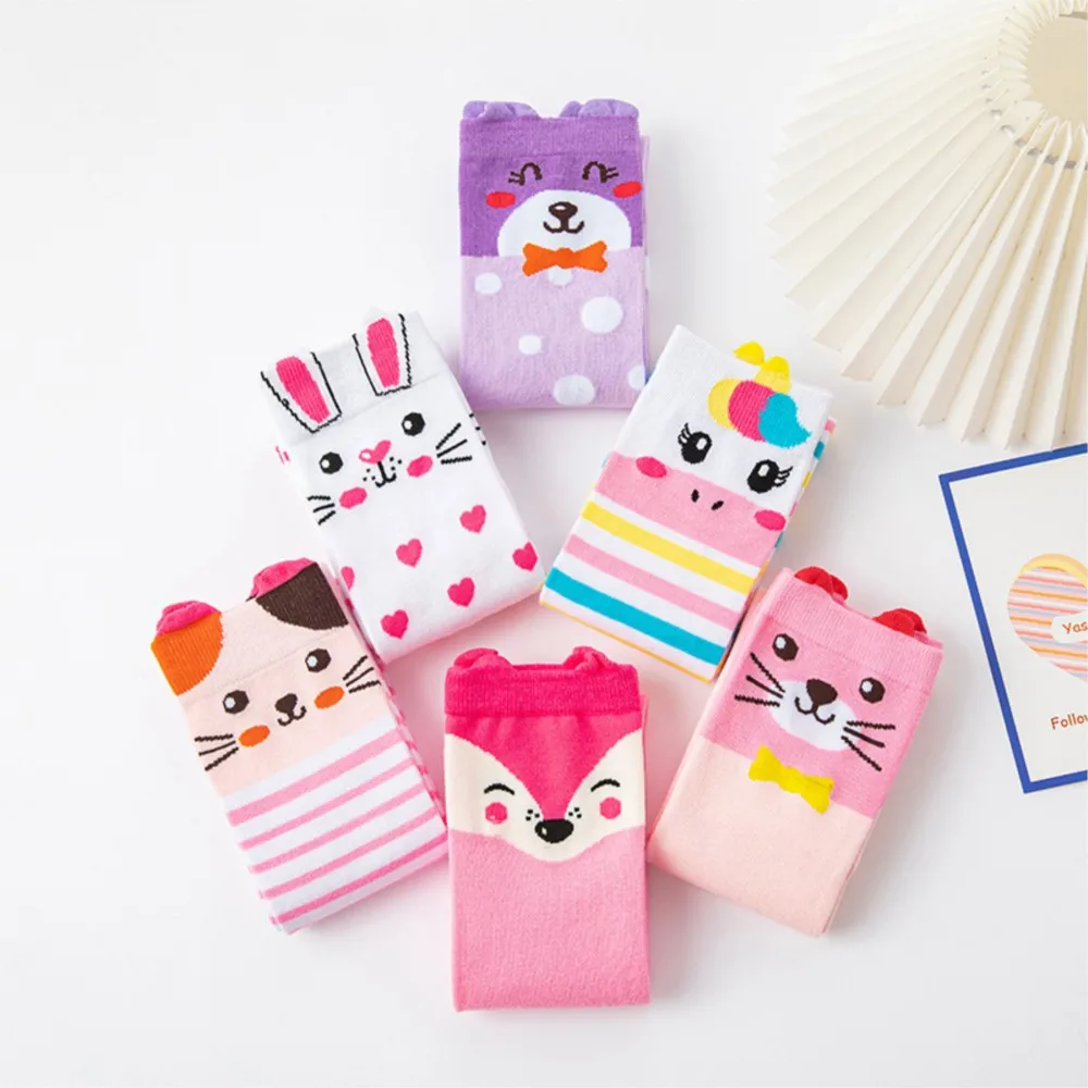 Cross-border new children's knee stockings unicorn cotton socks ins girl cartoon socks