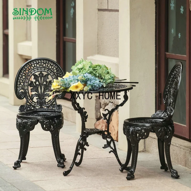 

Top Sale Outdoor Garden Cast Aluminium Patio Furniture Set Balcony Crown Table and Chairs