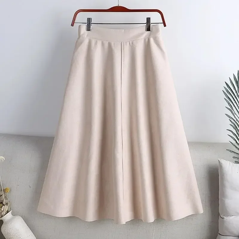 

Women's Clothing Vintage Fashion A-Line Solid Color Skirt Autumn Winter All-match Simplicity High Waist Skirts for Female P196