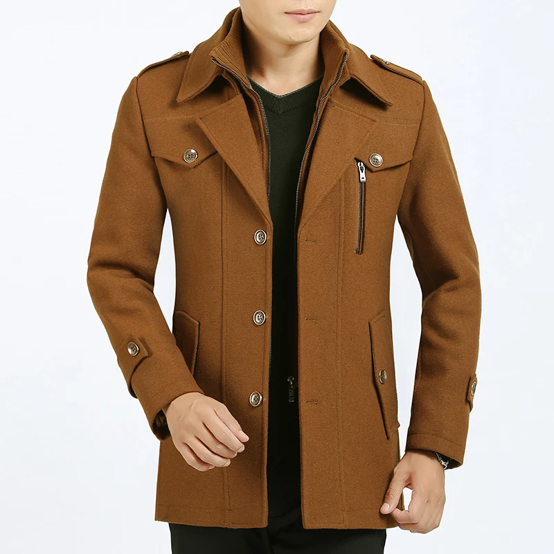 

High Quality Men's Woolen Coats 2025 Winter Business Casual Warm Wool Windbreaker Jackets Outdoor Street Wear Overcoat Clothing